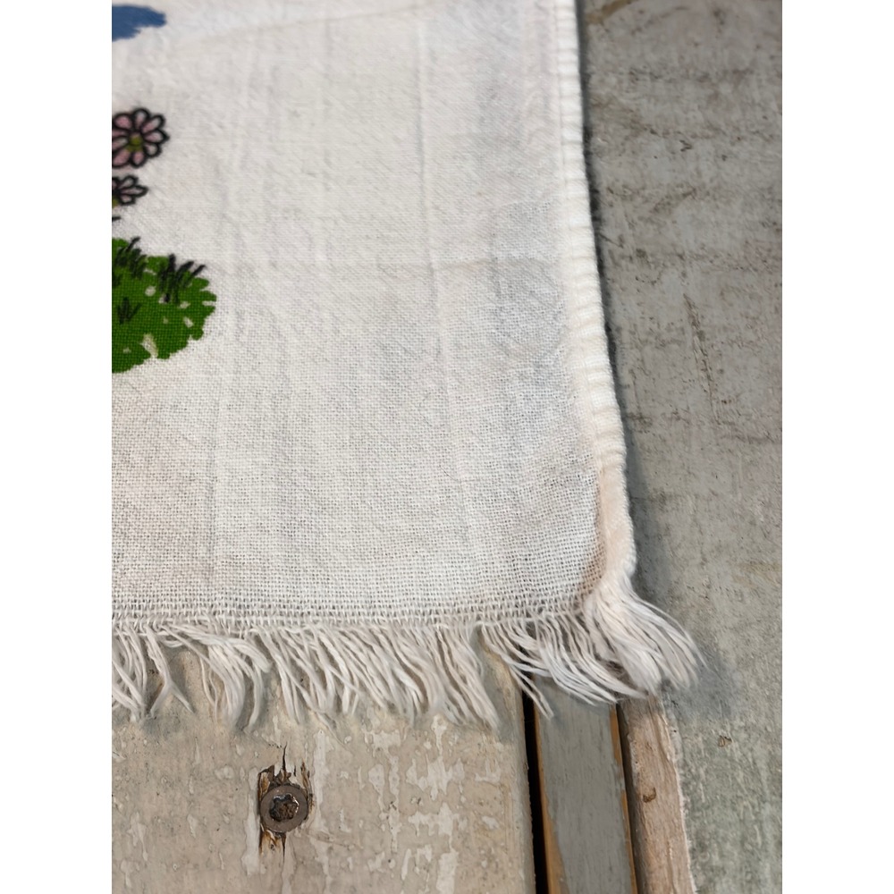 Vintage Dalmatian Dog Linen Tea Towel White Fringe Kitchen Hand Towel Retro - Picture 4 of 8